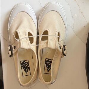 Vans Cream and White Mary Jane Canvas Shoes